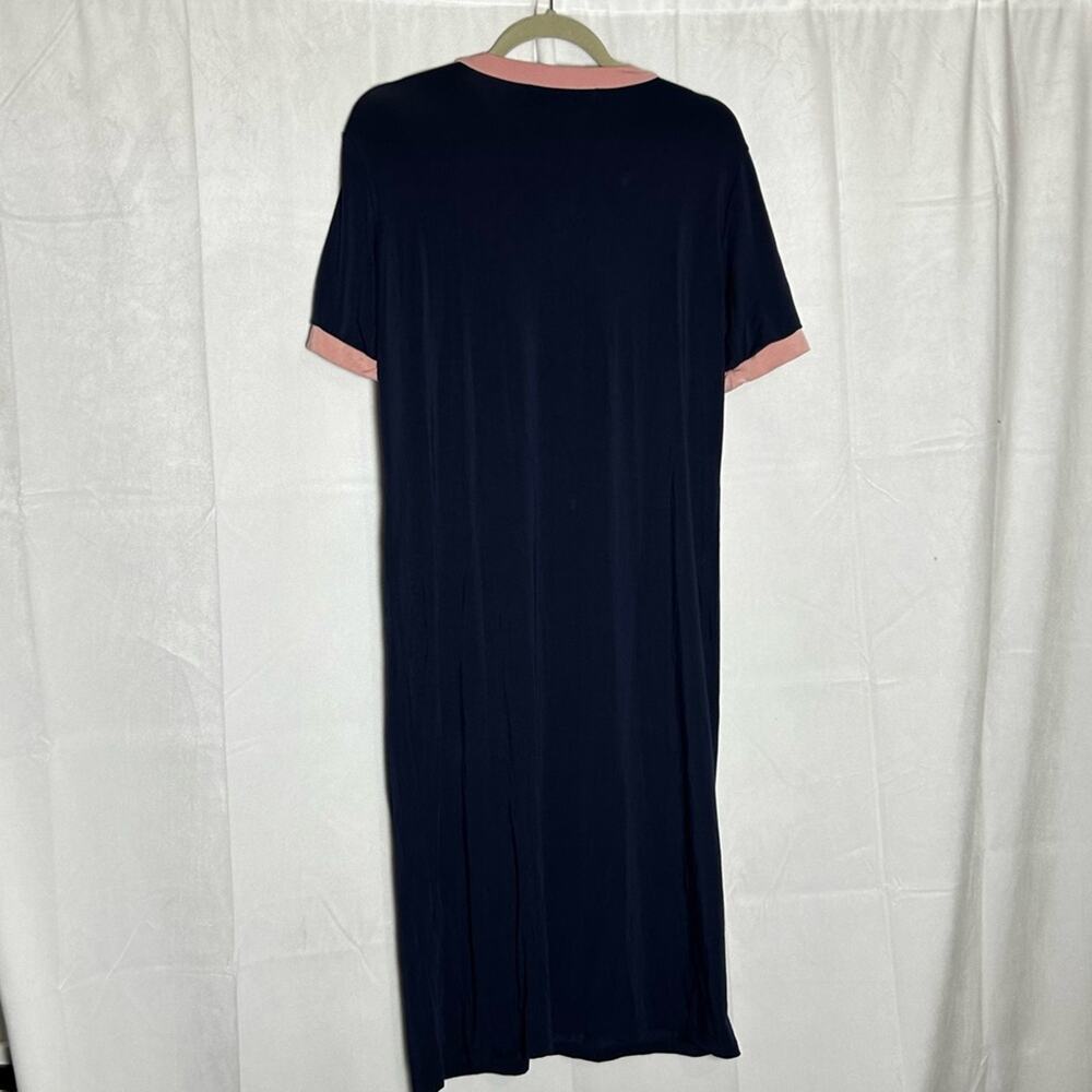 Sonnet James A Play Dress Navy & Pink Ringer Crewneck Short Sleeve Dress Small - Picture 2 of 6